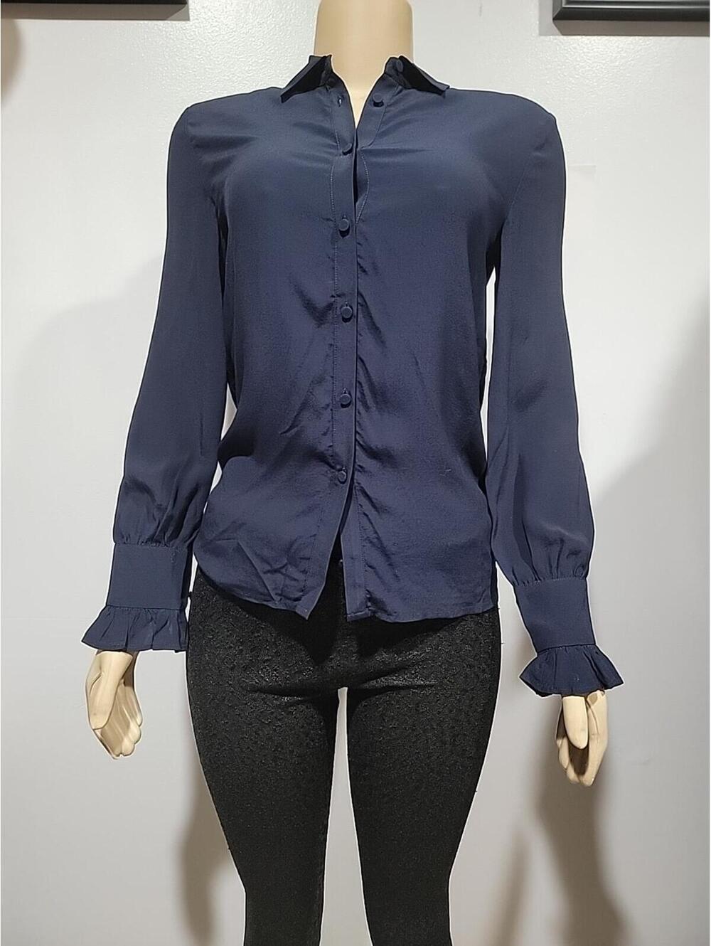 Zadig & Voltaire Thely Soft Women's Top XS Navy Long Sleeve Blouse NWT $298 #C - Picture 4 of 9